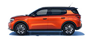 Image d'une Opel Frontera vu de profil coté conducteur. Le véhicule est orange avec le toit noir