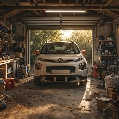 image générée par IA - C3 aircross en stationnement dans un garage